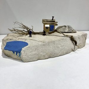 Miniaturlandschaft,Kalkstein, verst.Muschel, Wurzel, H0-Figuren. 120€